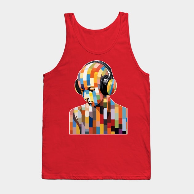 Headphone Girl - Abstract Art Tank Top by Dazed Pig